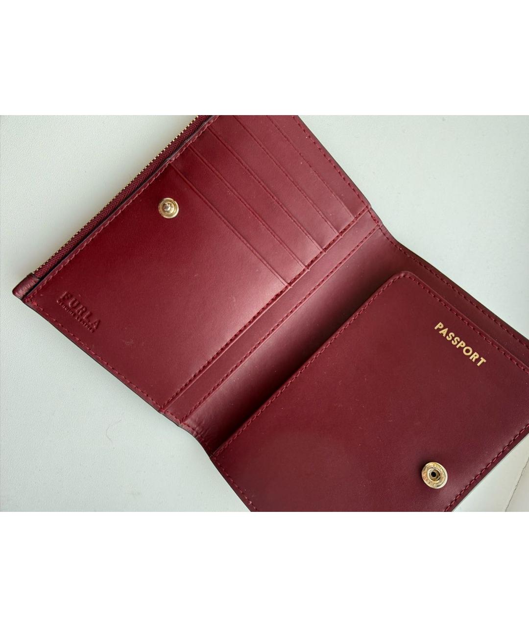 FURLA Бордовый кожаный кошелек, фото 5