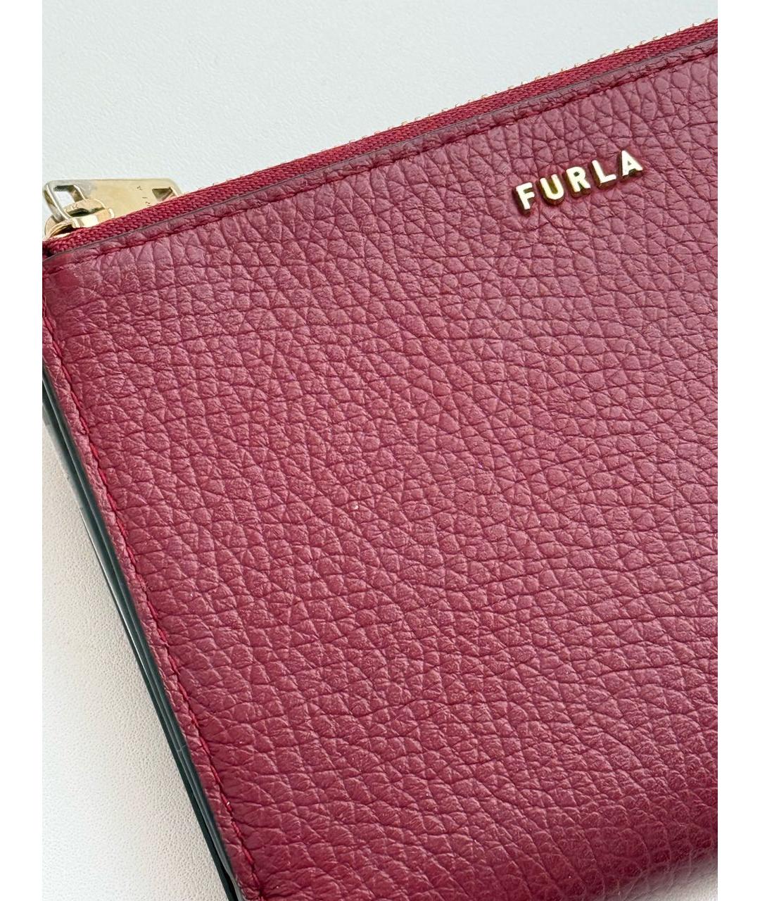 FURLA Бордовый кожаный кошелек, фото 2