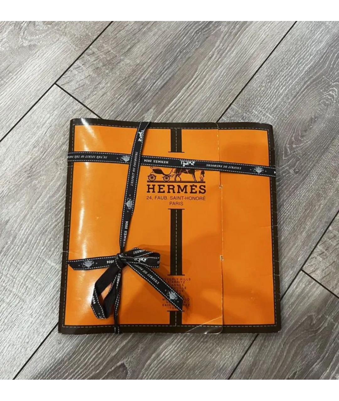 HERMES Бордовый шелковый платок, фото 6