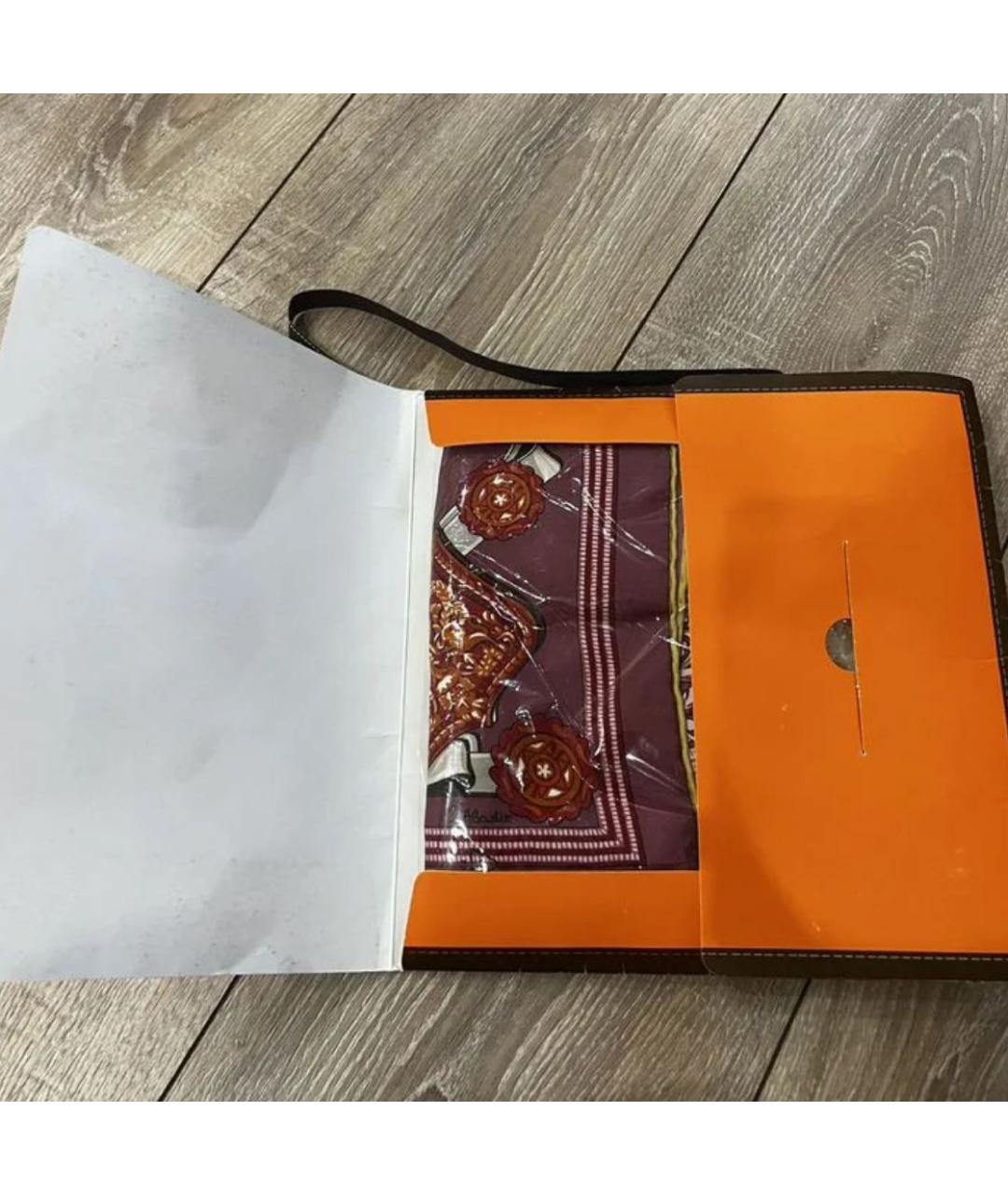 HERMES Бордовый шелковый платок, фото 5