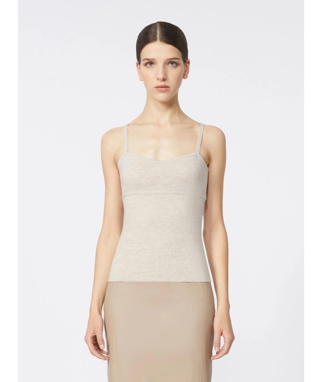 MAX MARA Бежевая шерстяная майка, фото 3