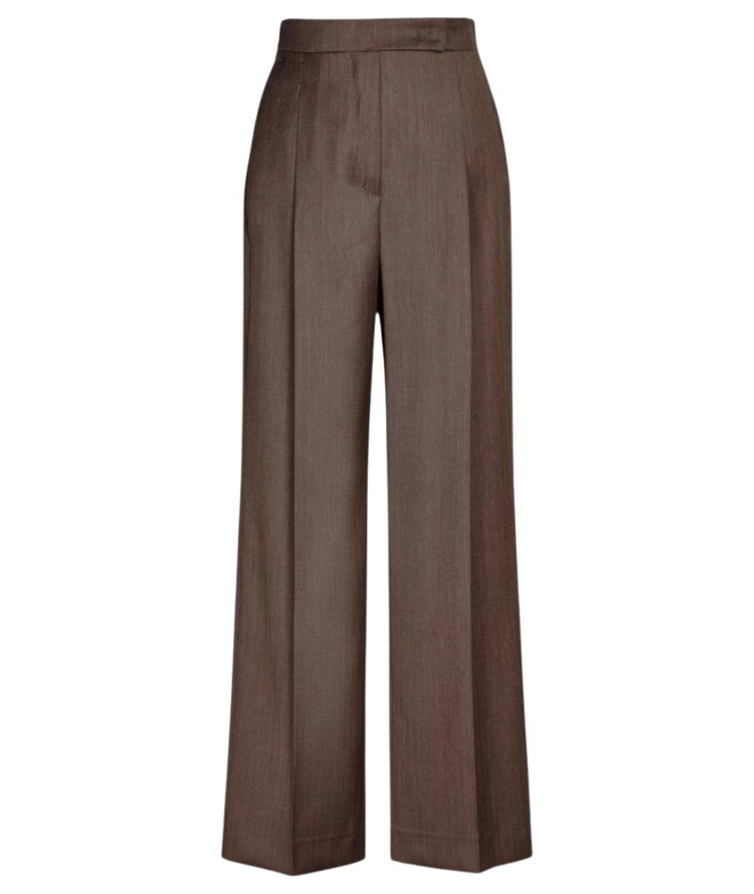 MAX MARA Коричневые шерстяные прямые брюки, фото 1
