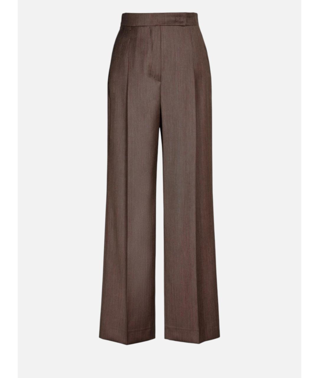 MAX MARA Коричневые шерстяные прямые брюки, фото 6