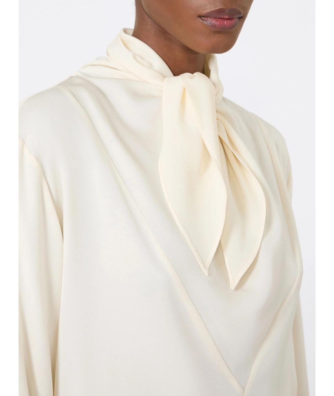 MAX MARA Бежевая шелковая блузы, фото 5