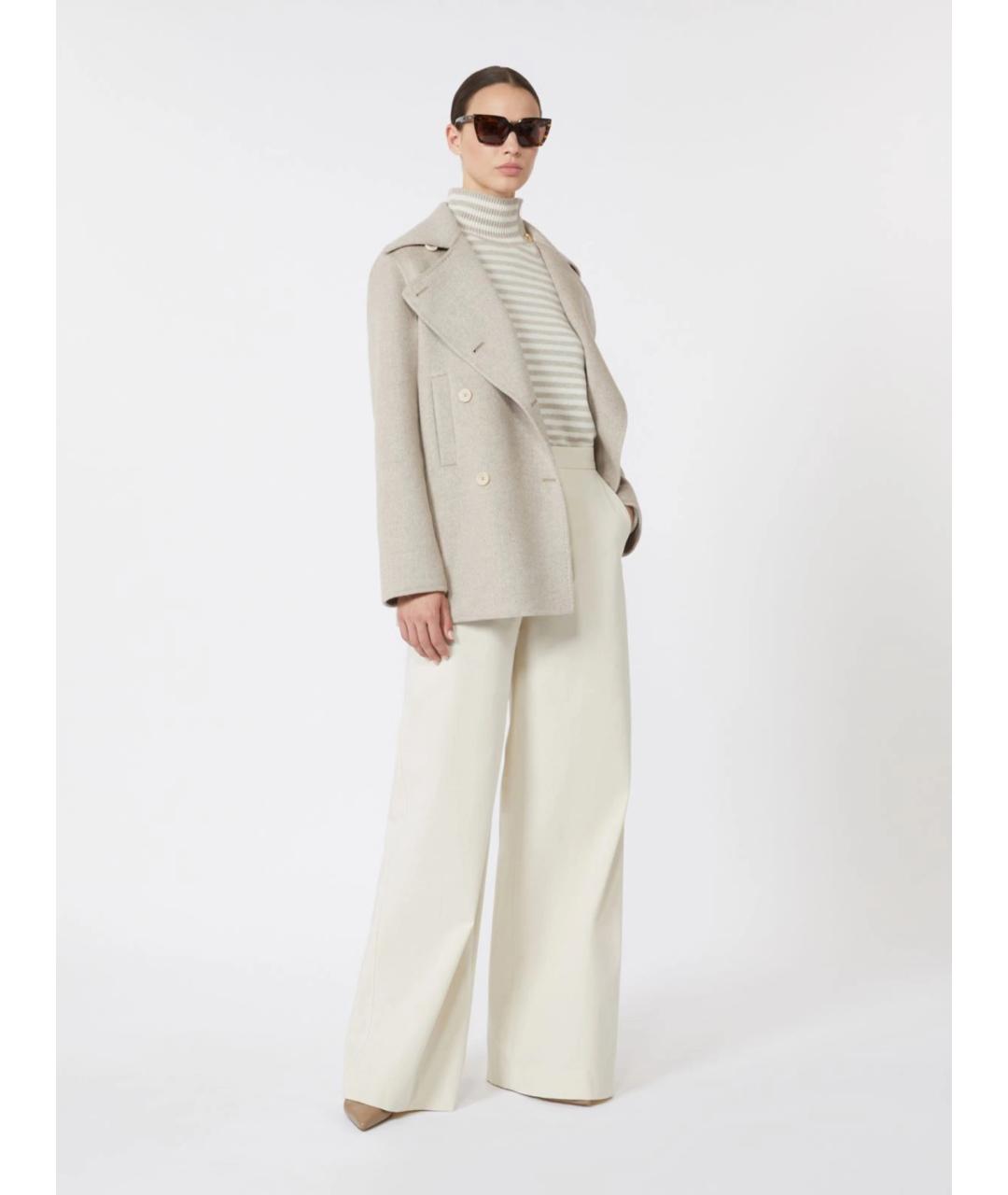 MAX MARA Белые хлопковые прямые брюки, фото 2