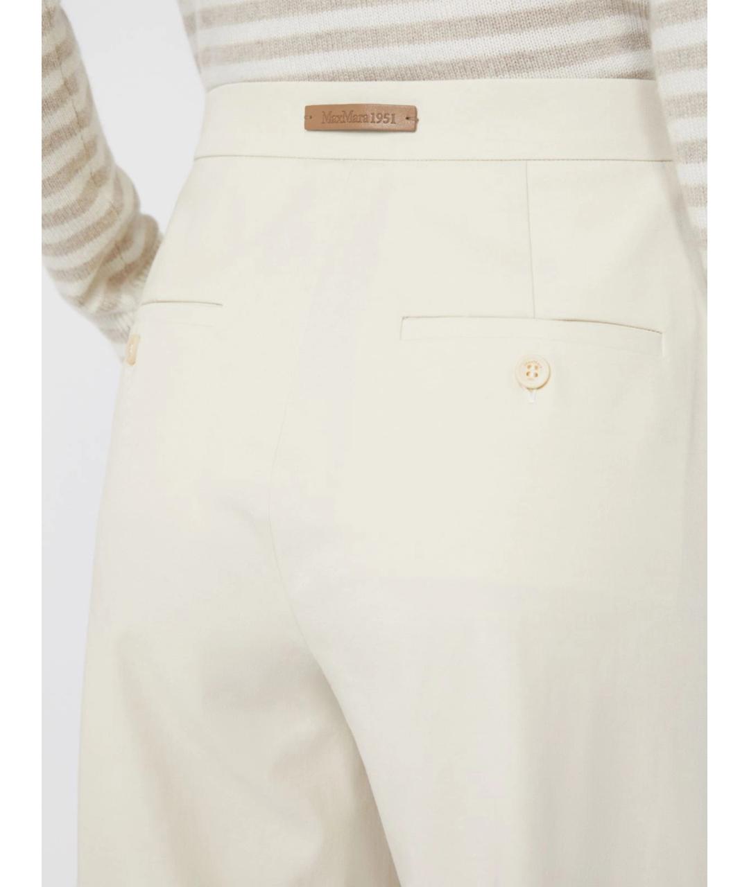 MAX MARA Белые хлопковые прямые брюки, фото 5
