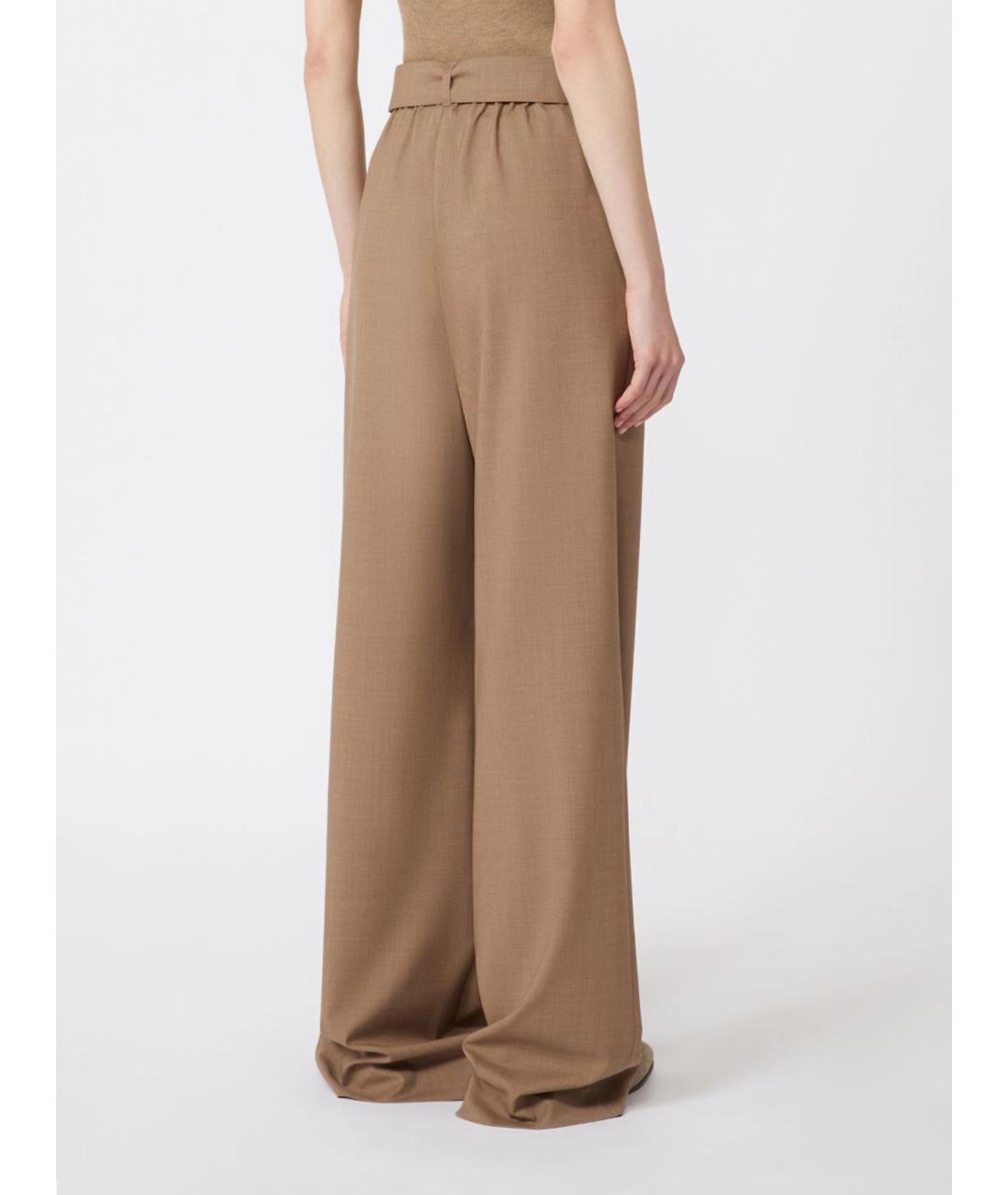 MAX MARA Коричневые шерстяные брюки широкие, фото 4