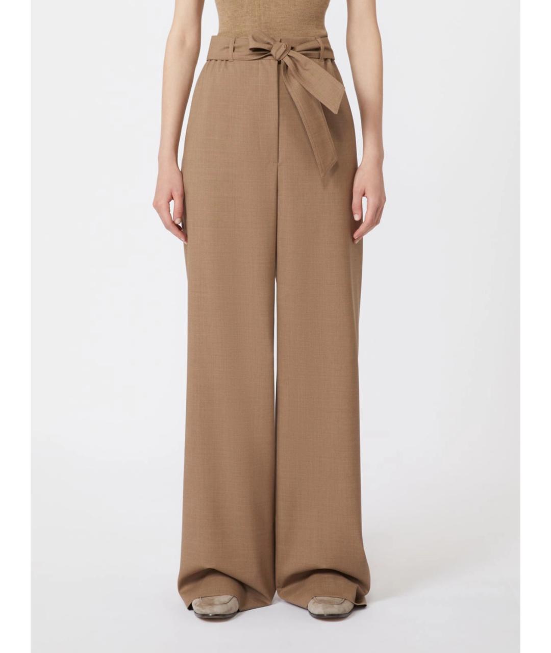 MAX MARA Коричневые шерстяные брюки широкие, фото 3