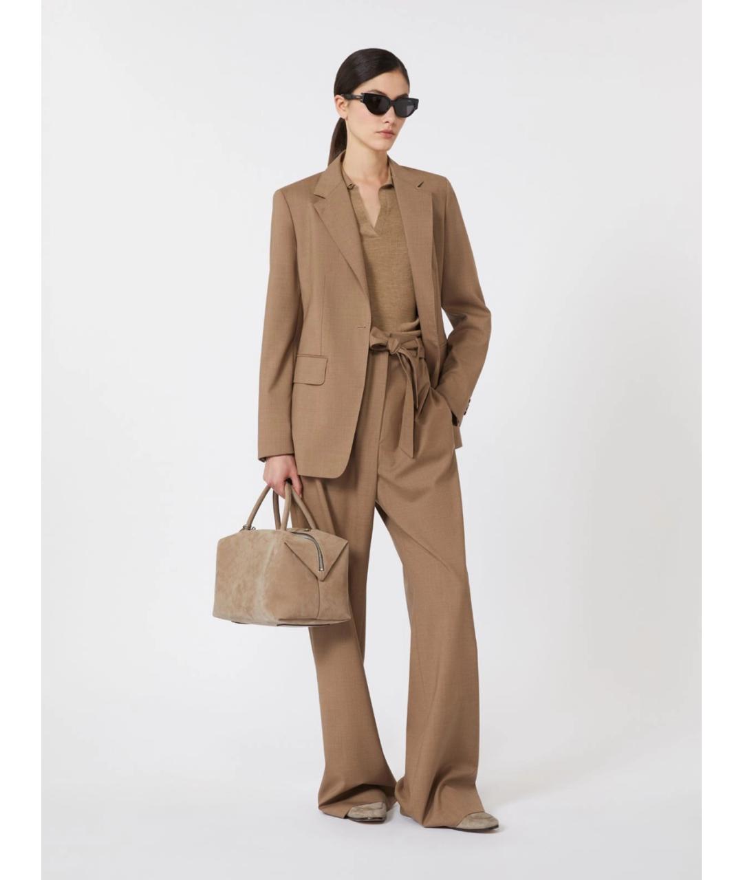 MAX MARA Коричневые шерстяные брюки широкие, фото 2