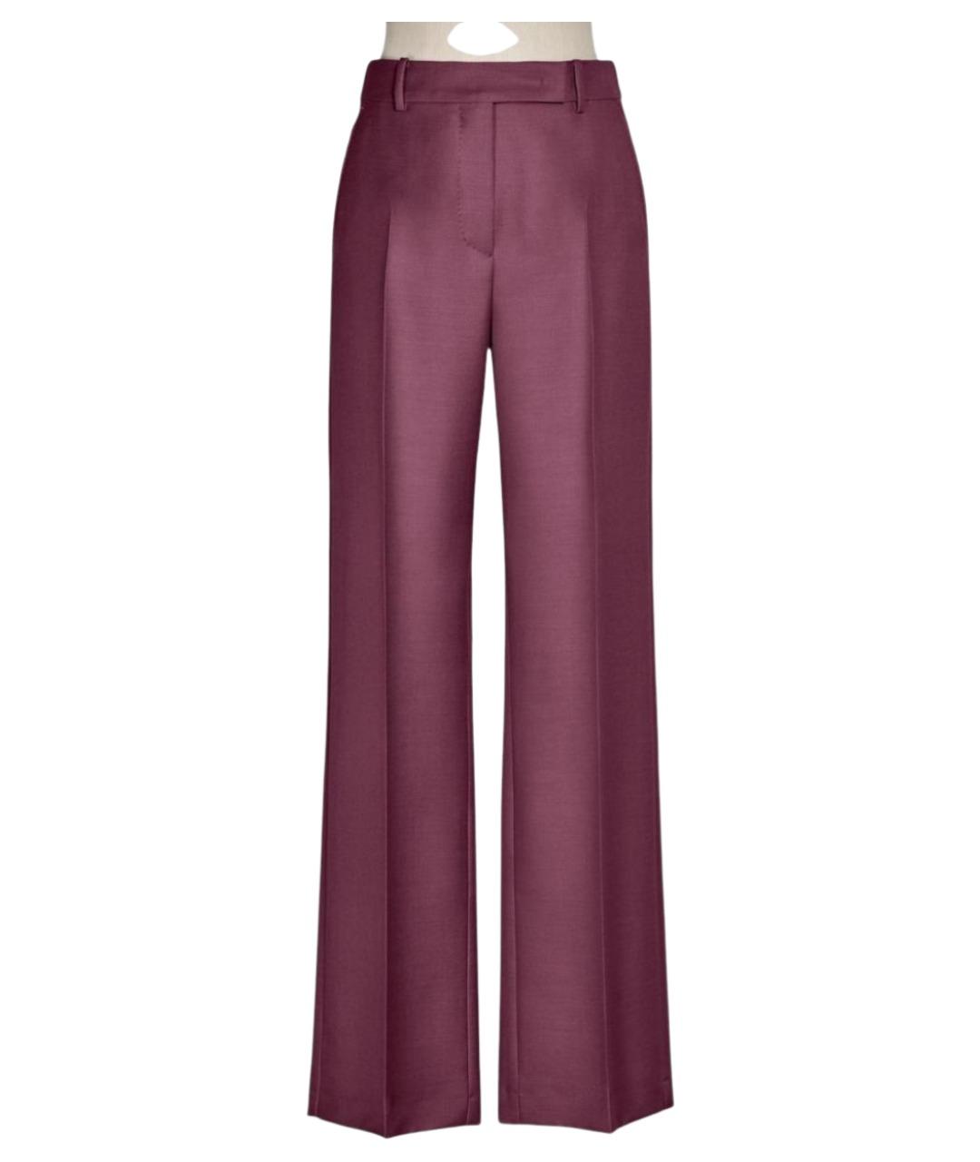 MAX MARA Фиолетовые шерстяные прямые брюки, фото 1