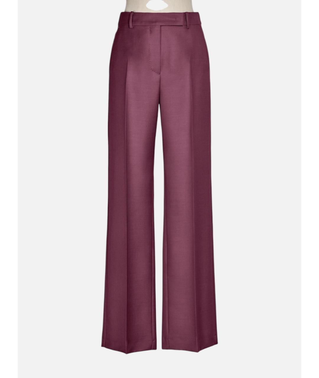 MAX MARA Фиолетовые шерстяные прямые брюки, фото 5