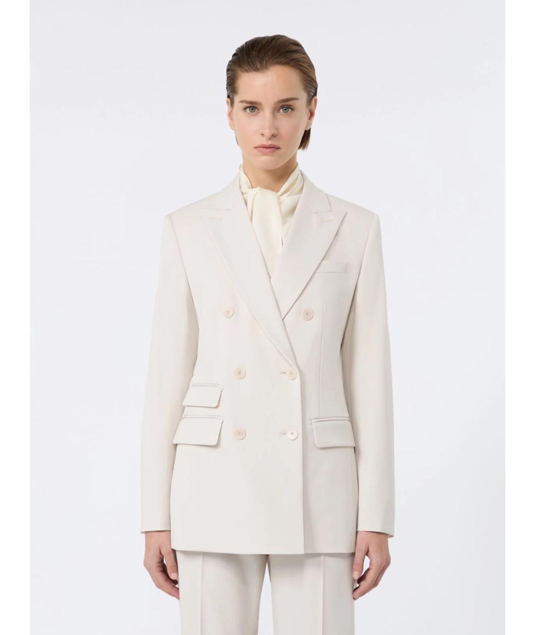 MAX MARA Белый шерстяной жакет/пиджак, фото 3