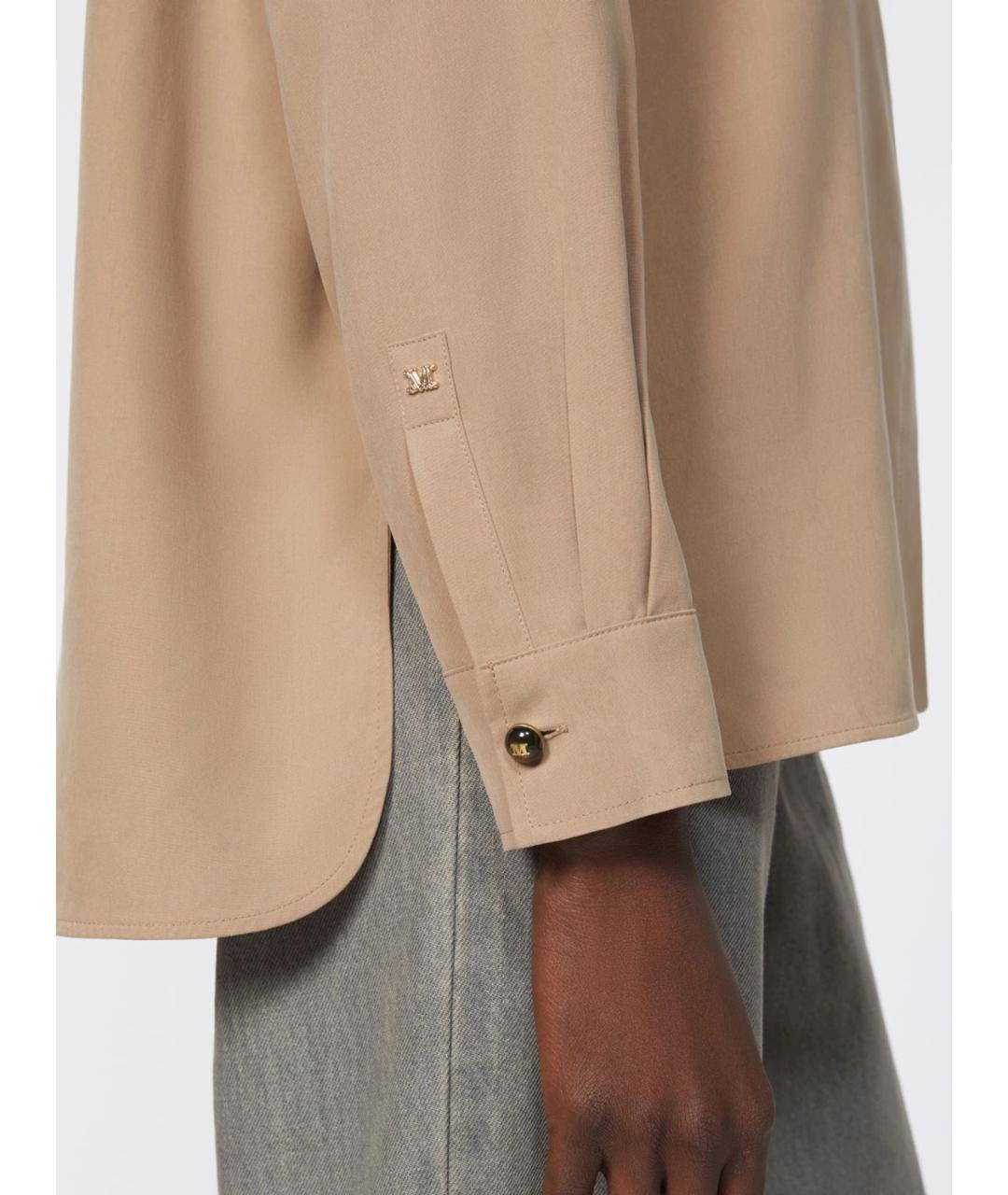 MAX MARA Бежевая шелковая рубашка, фото 4
