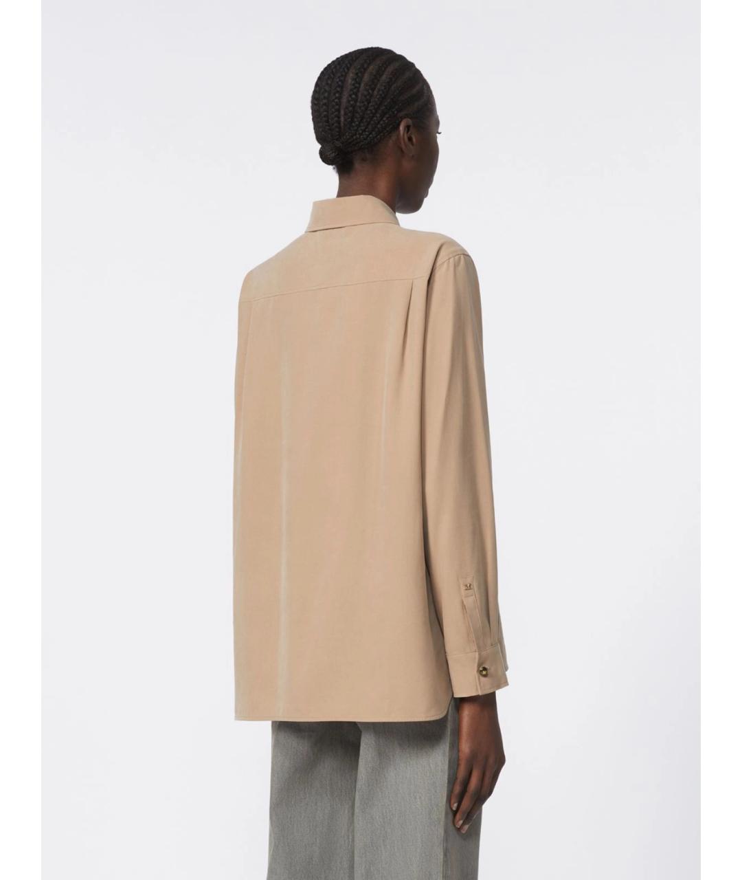 MAX MARA Бежевая шелковая рубашка, фото 3