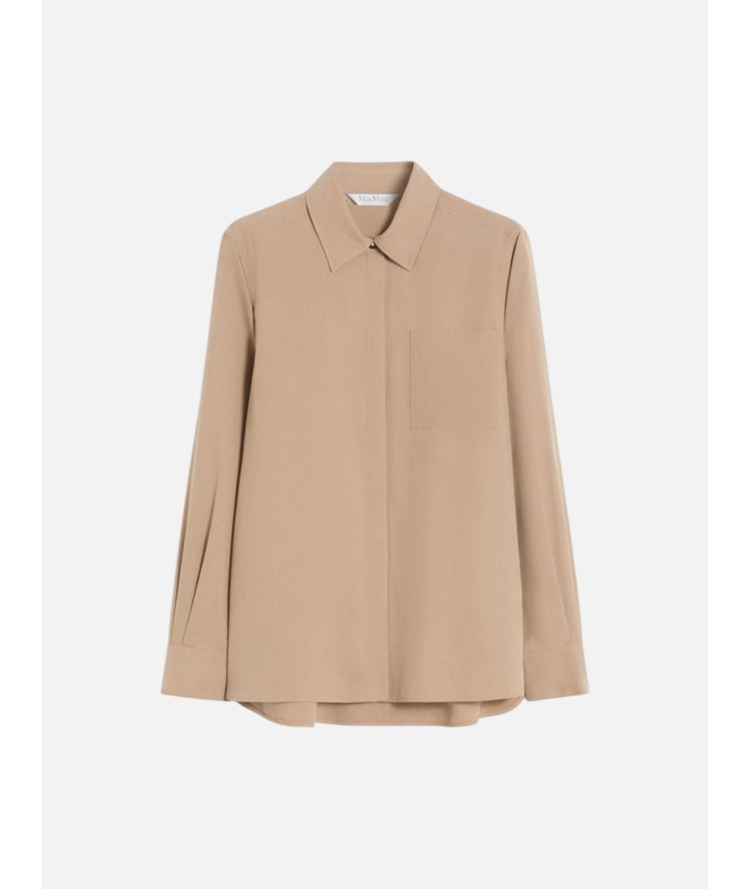 MAX MARA Бежевая шелковая рубашка, фото 6