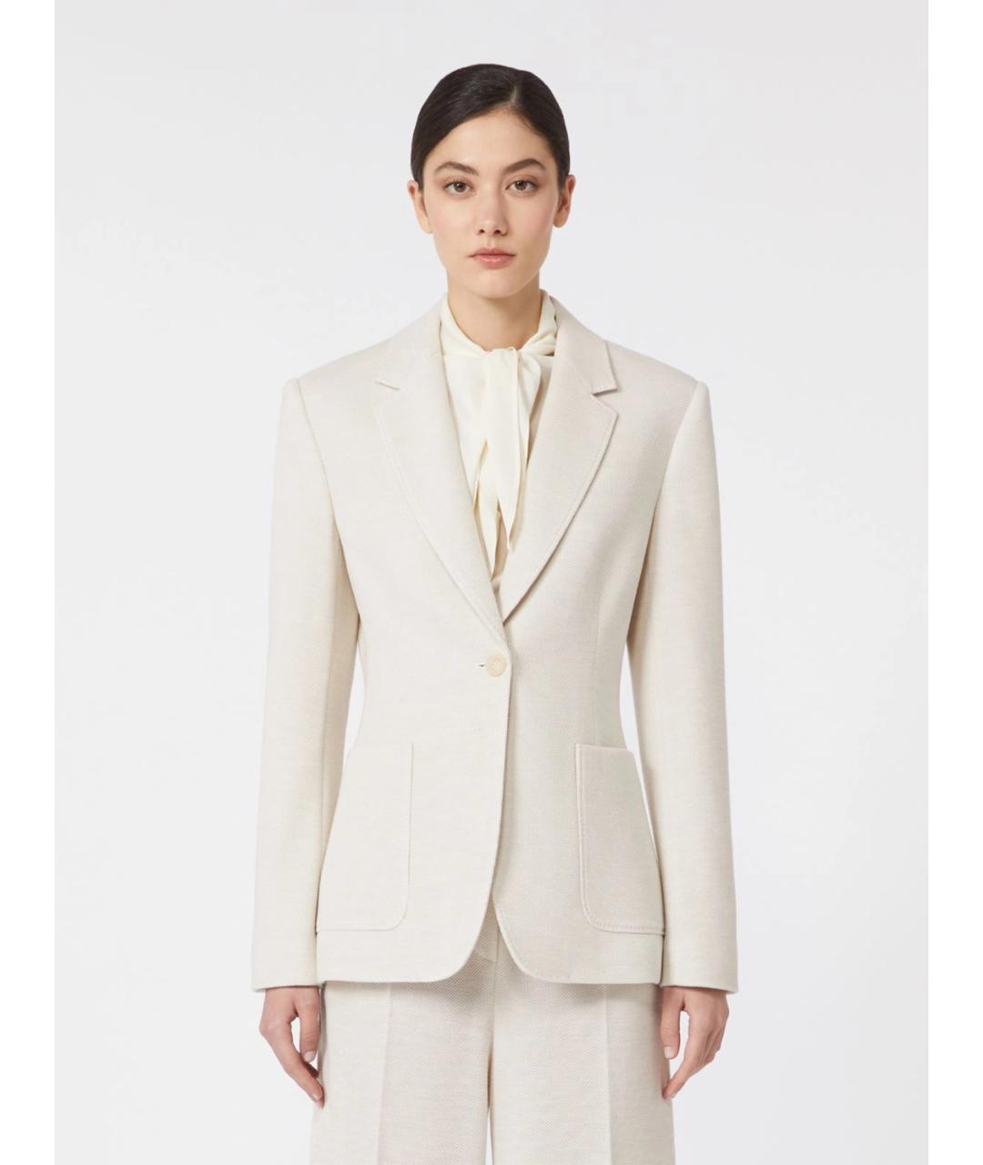MAX MARA Бежевый шерстяной жакет/пиджак, фото 3