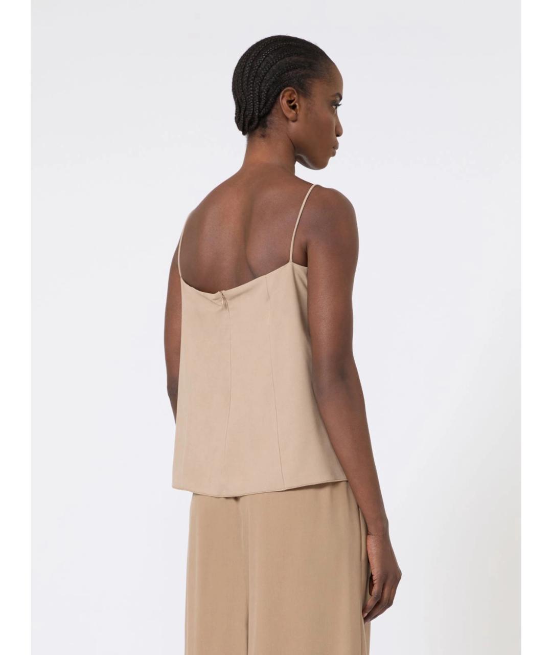 MAX MARA Бежевая шелковая майка, фото 4