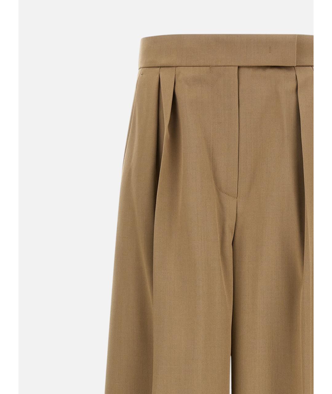 MAX MARA Коричневые шерстяные брюки широкие, фото 3