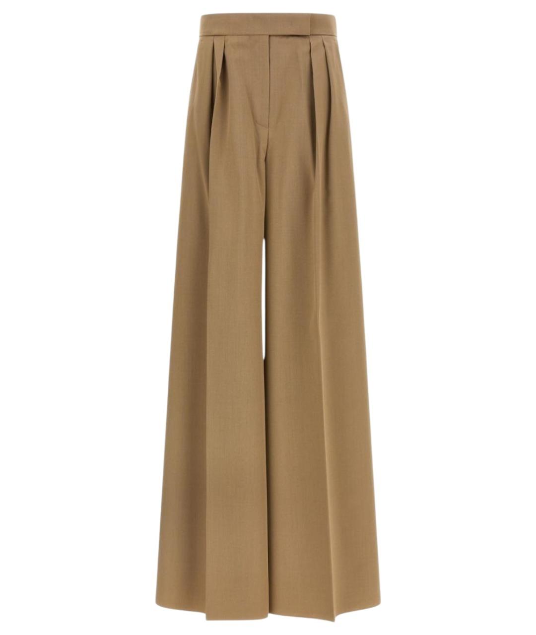 MAX MARA Коричневые шерстяные брюки широкие, фото 1