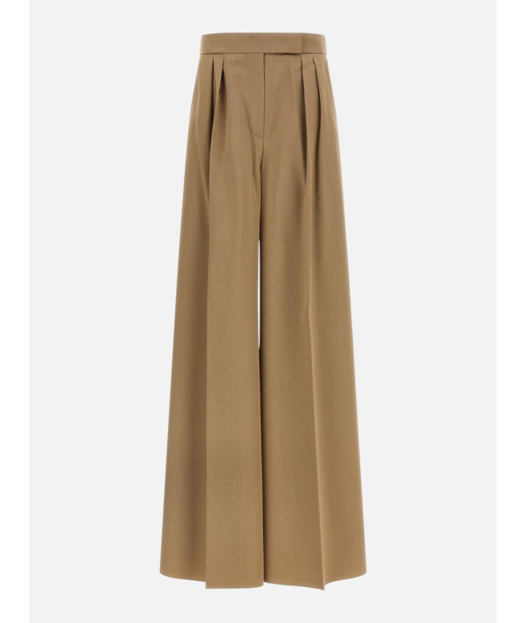 MAX MARA Коричневые шерстяные брюки широкие, фото 5