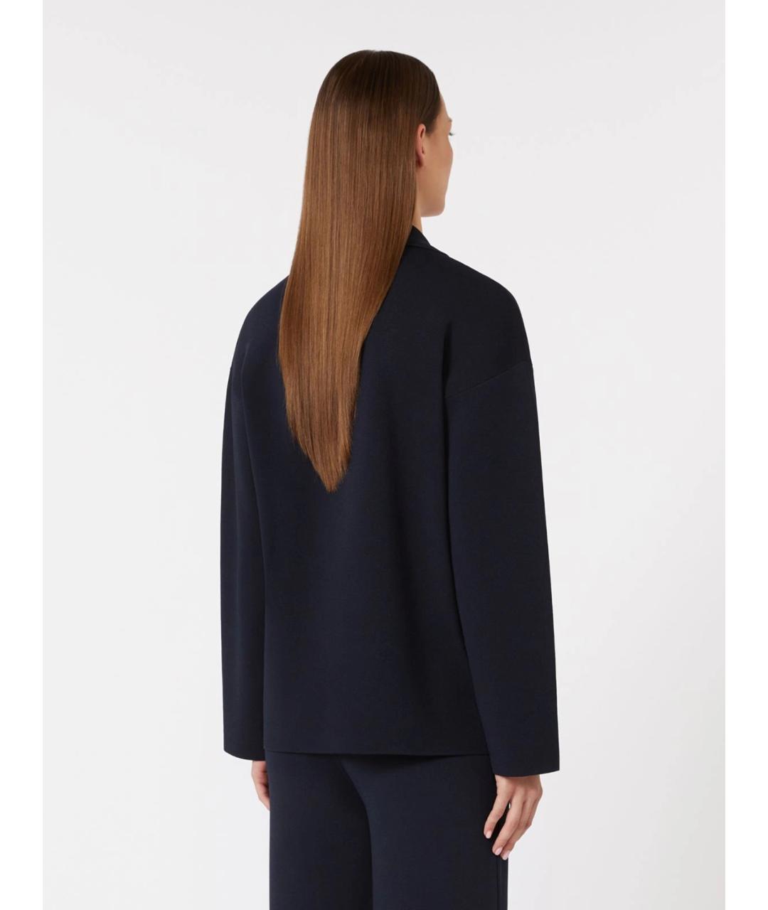 MAX MARA Темно-синий вискозный жакет/пиджак, фото 4