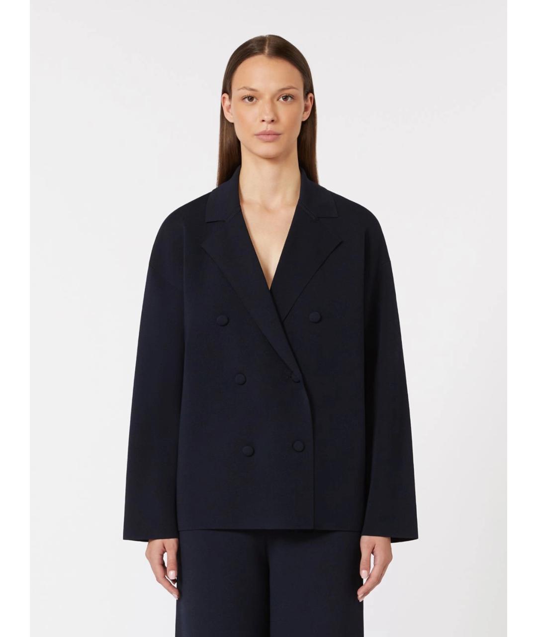 MAX MARA Темно-синий вискозный жакет/пиджак, фото 3
