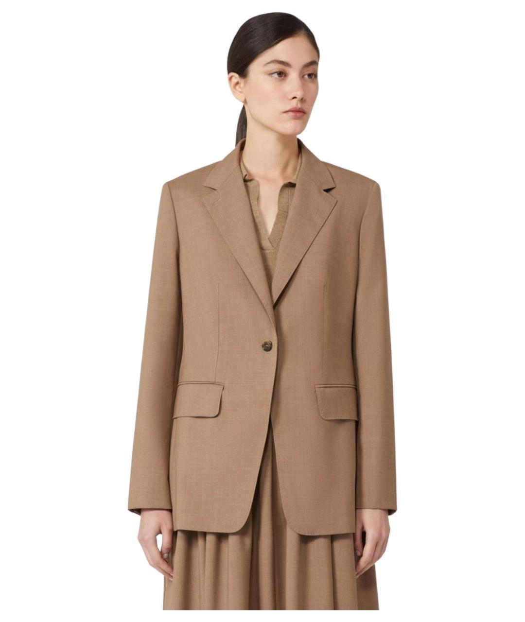 MAX MARA Коричневый шерстяной жакет/пиджак, фото 1