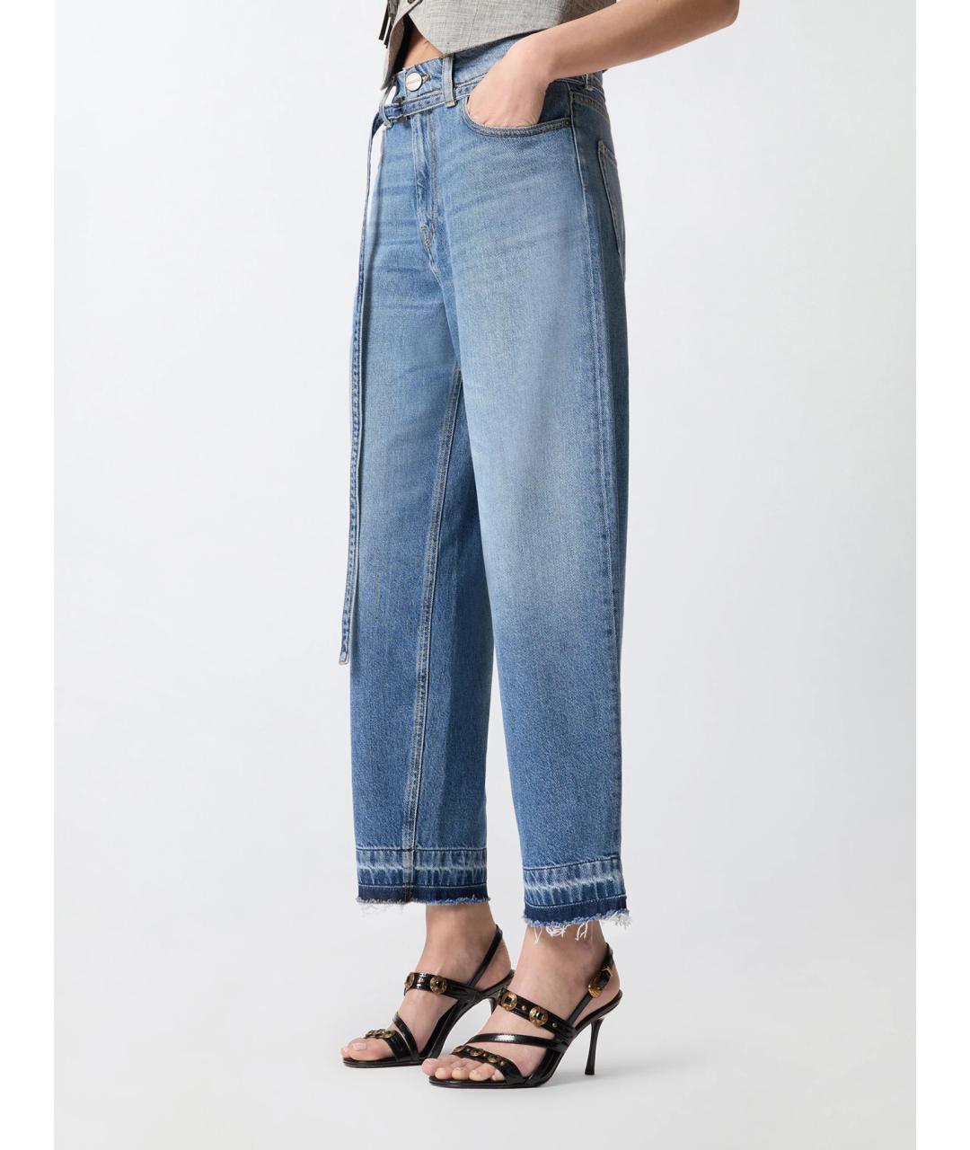 PINKO Синие хлопко-лиоцелловые прямые джинсы, фото 4