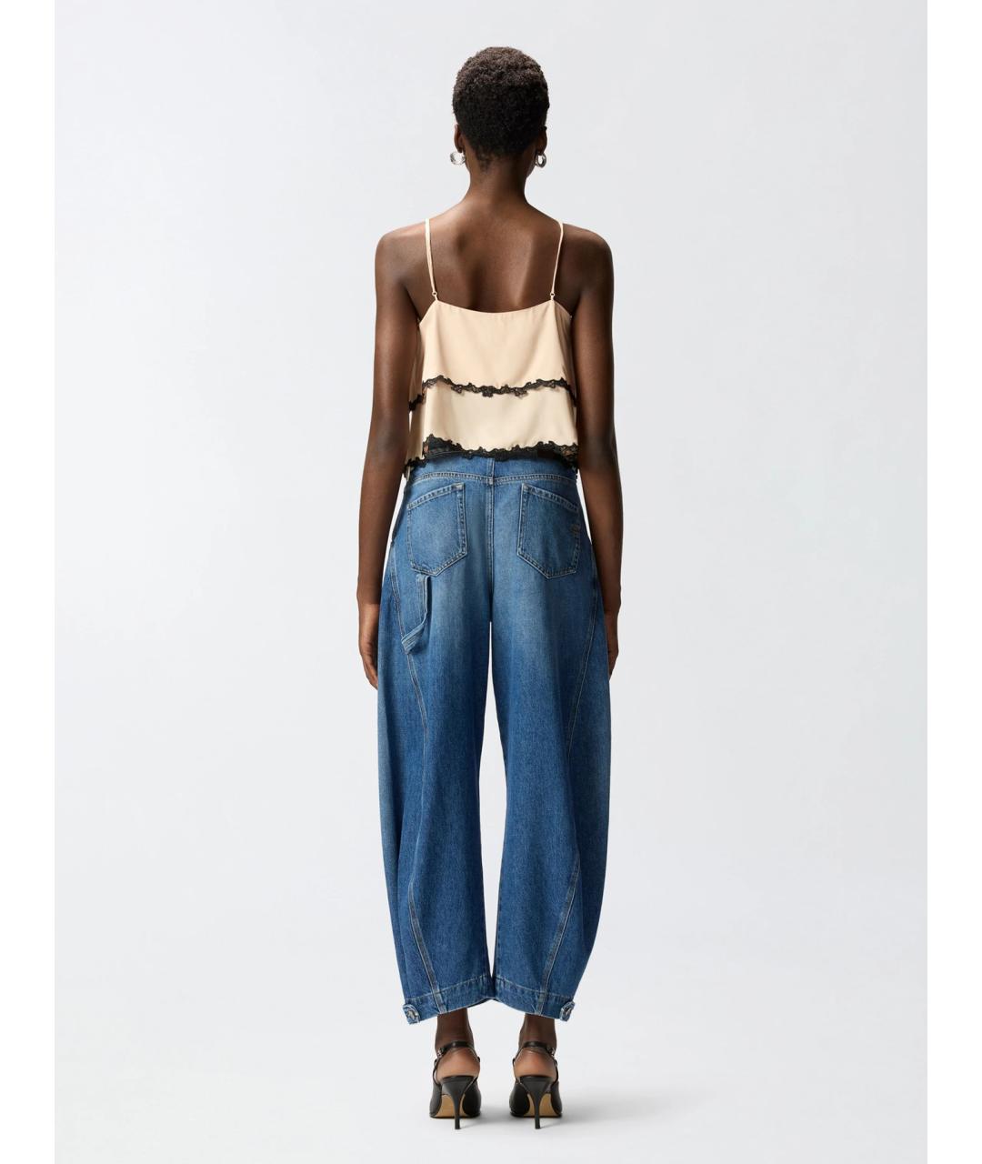 PINKO Синие хлопко-лиоцелловые джинсы клеш, фото 5