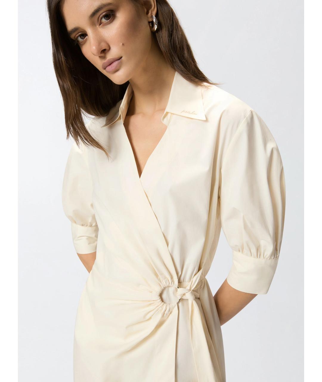 PINKO Бежевое хлопковое повседневное платье, фото 5