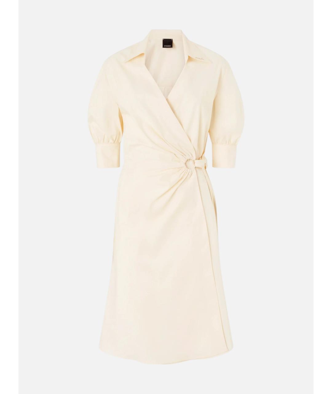 PINKO Бежевое хлопковое повседневное платье, фото 7