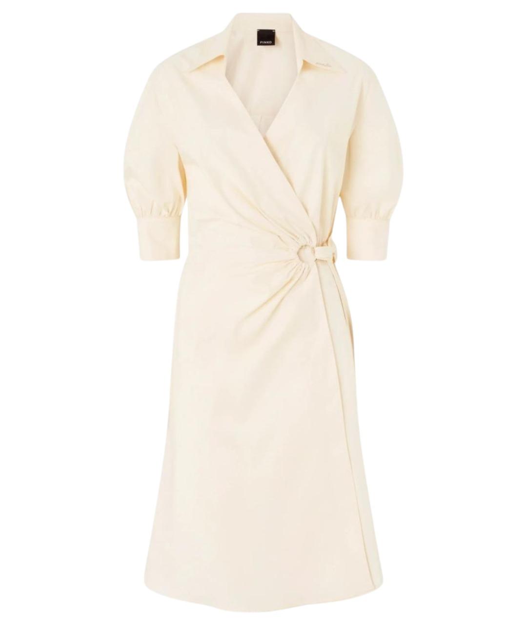 PINKO Бежевое хлопковое повседневное платье, фото 1