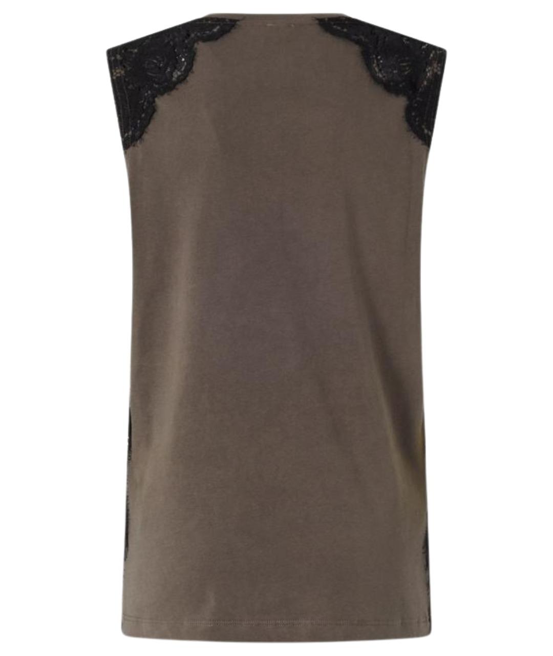 PINKO Коричневая хлопковая майка, фото 2