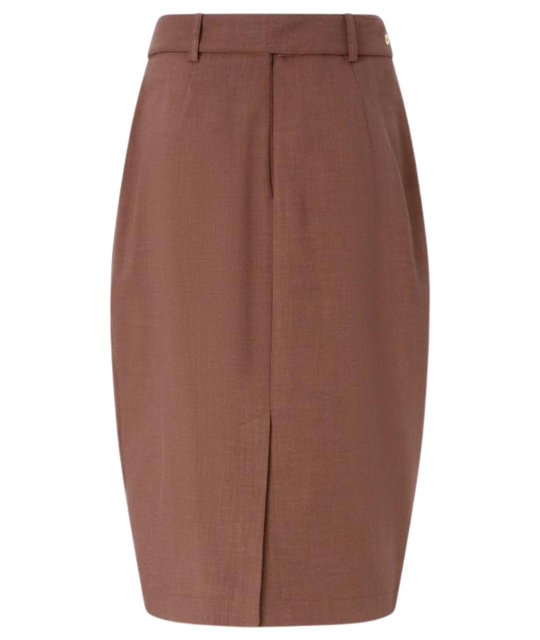 PINKO Коричневая хлопковая юбка миди, фото 2
