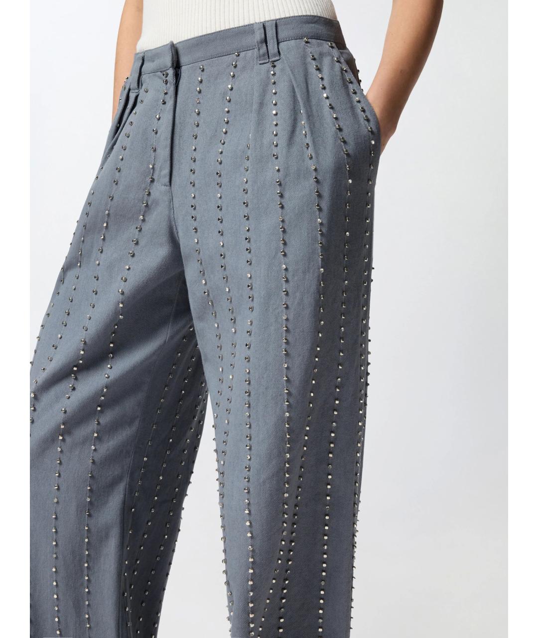 PINKO Серые хлопковые брюки широкие, фото 6