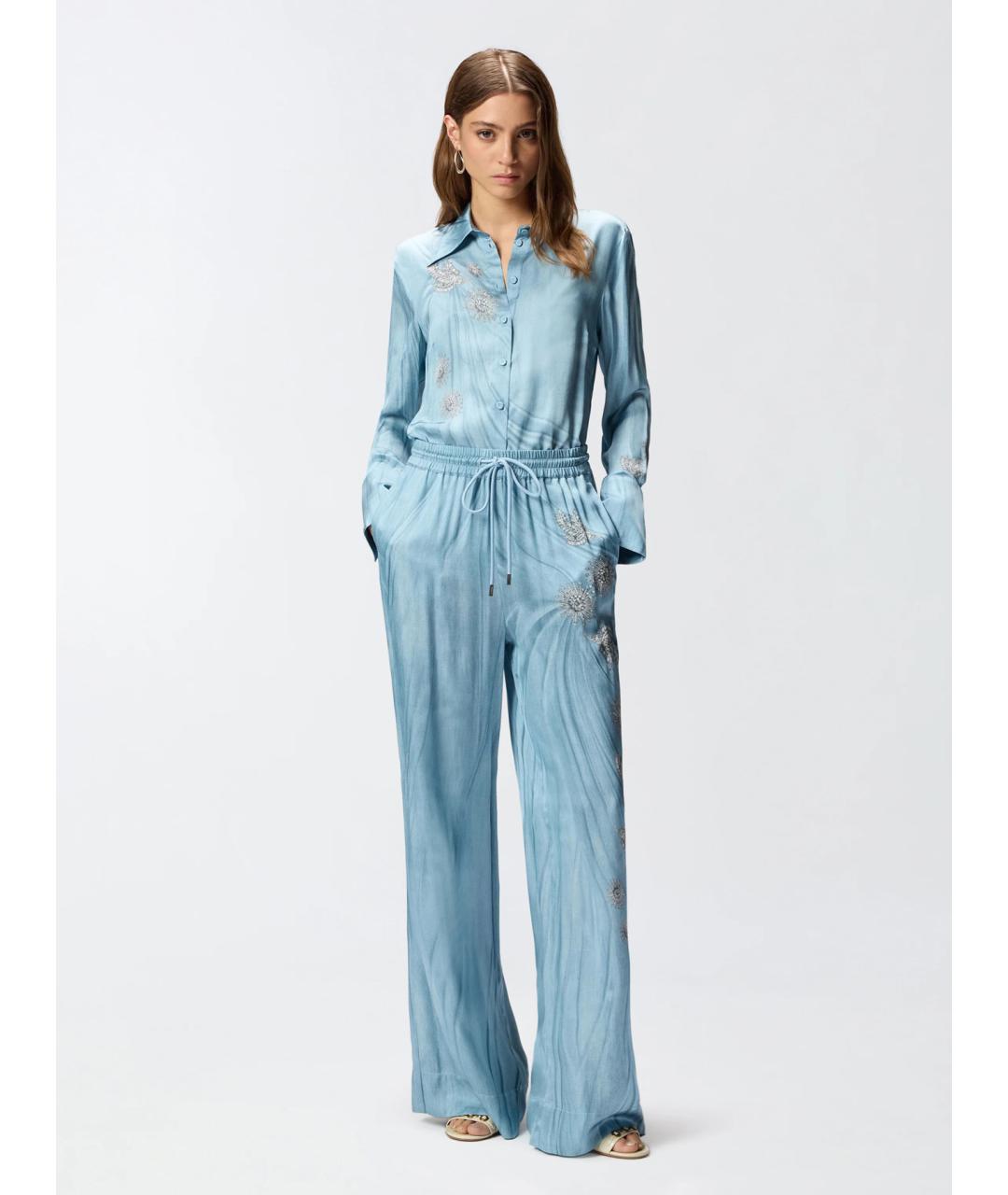 PINKO Синие вискозные брюки широкие, фото 3