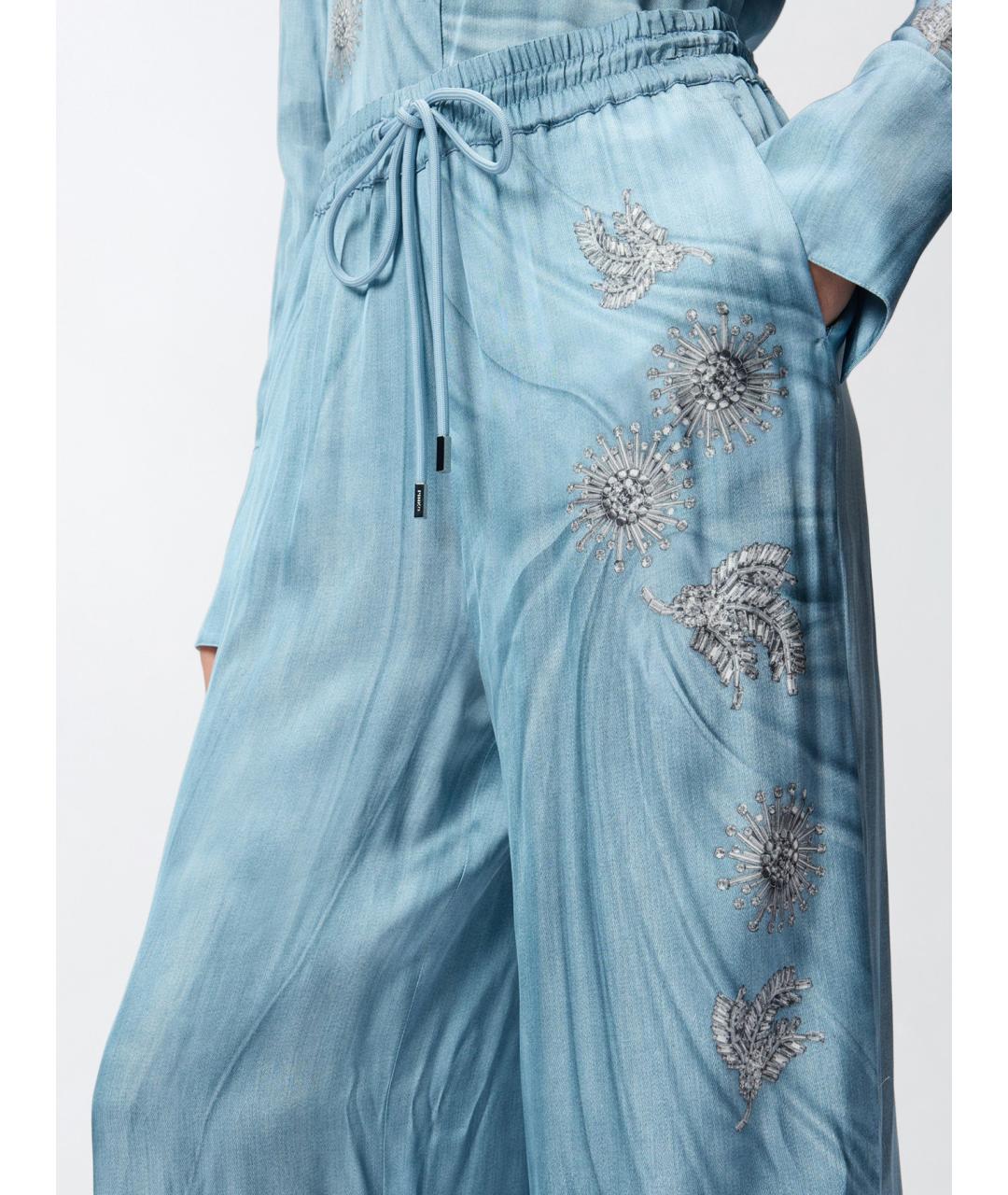 PINKO Синие вискозные брюки широкие, фото 7