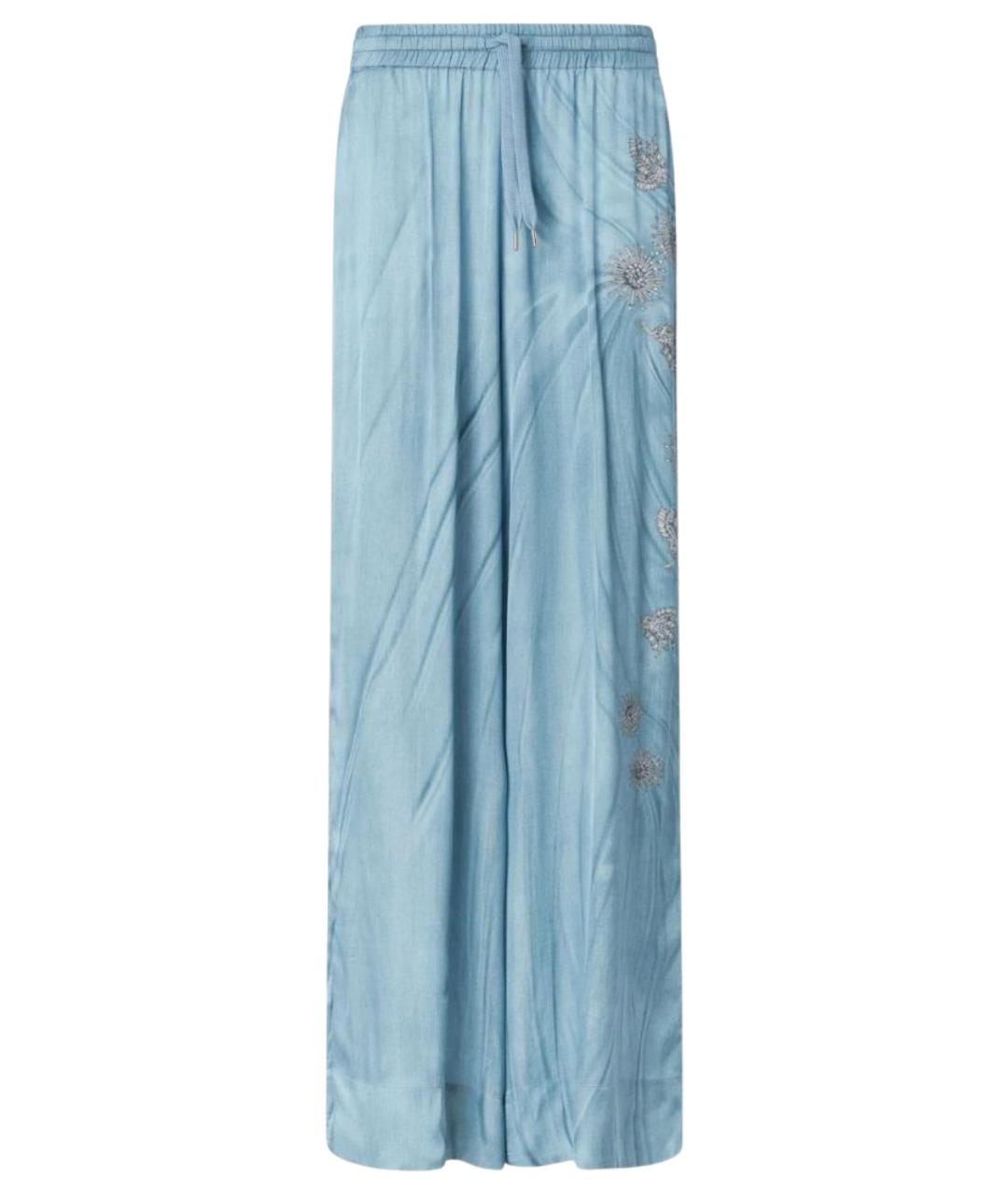 PINKO Синие вискозные брюки широкие, фото 1