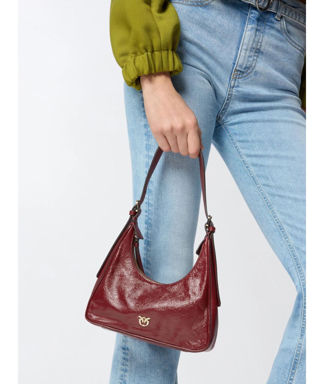 PINKO Красная кожаная сумка через плечо, фото 3