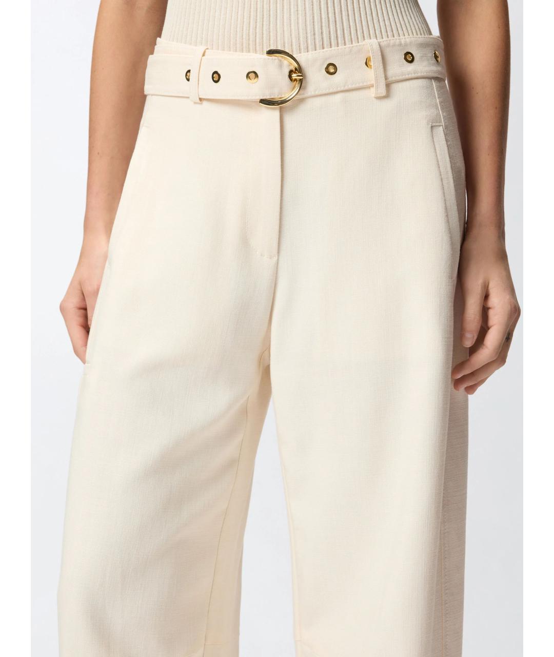 PINKO Бежевые хлопковые прямые брюки, фото 6