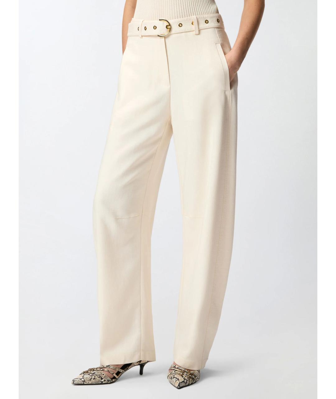 PINKO Бежевые хлопковые прямые брюки, фото 4