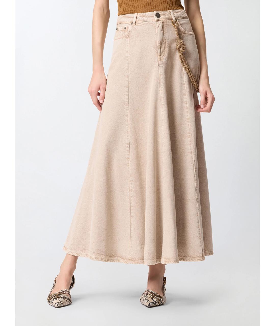 PINKO Коричневая деним юбка миди, фото 3