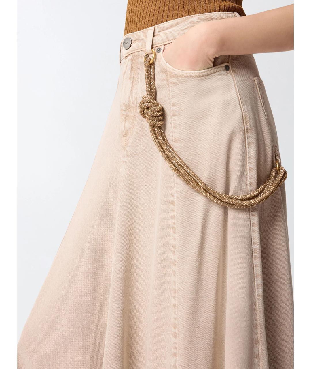 PINKO Коричневая деним юбка миди, фото 5