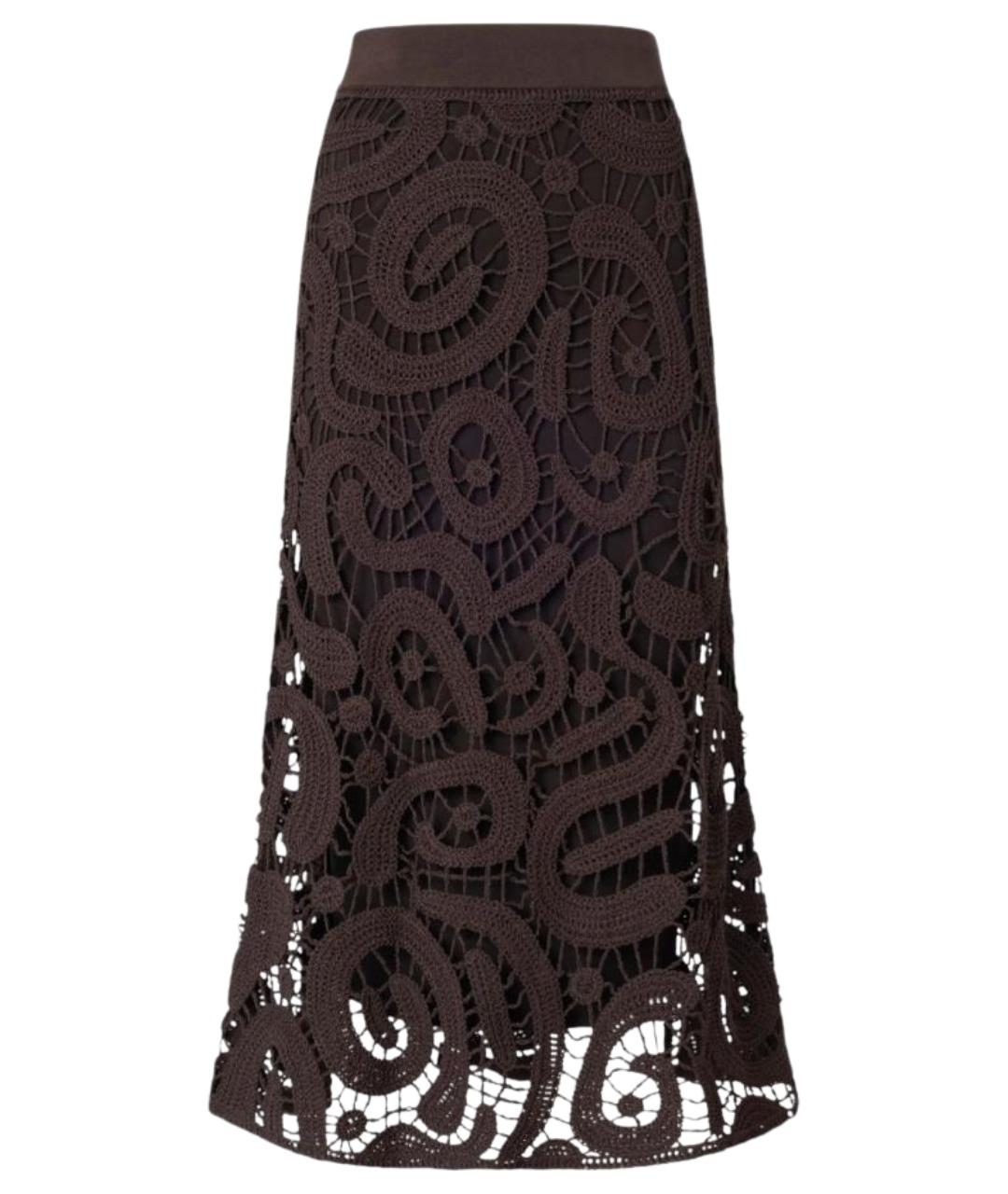 PINKO Коричневая шерстяная юбка миди, фото 1