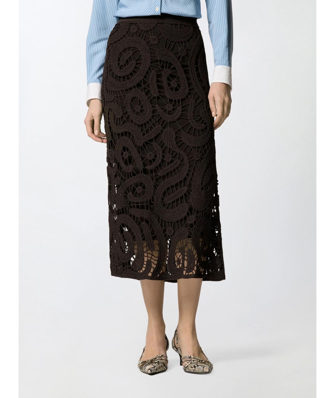 PINKO Коричневая шерстяная юбка миди, фото 3