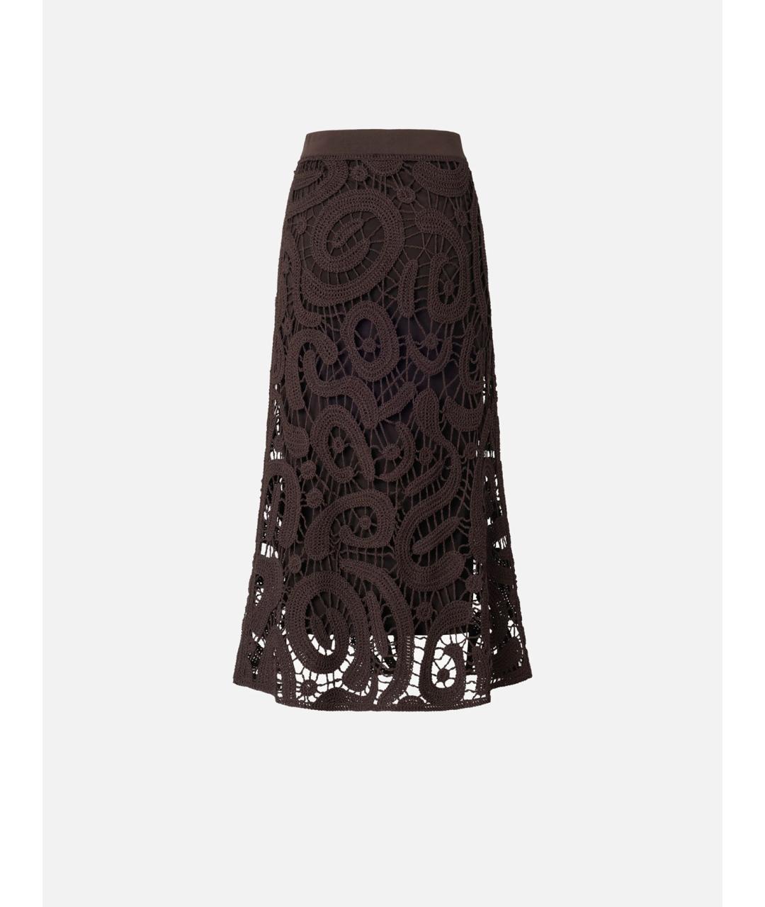 PINKO Коричневая шерстяная юбка миди, фото 6