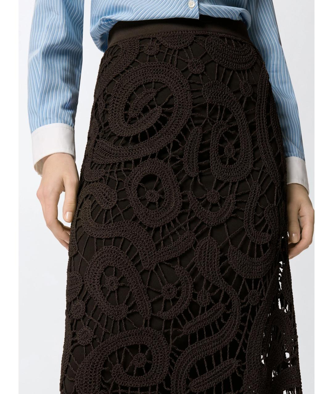 PINKO Коричневая шерстяная юбка миди, фото 5