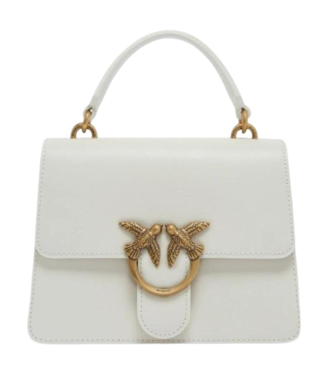 PINKO Белая кожаная сумка с короткими ручками, фото 1