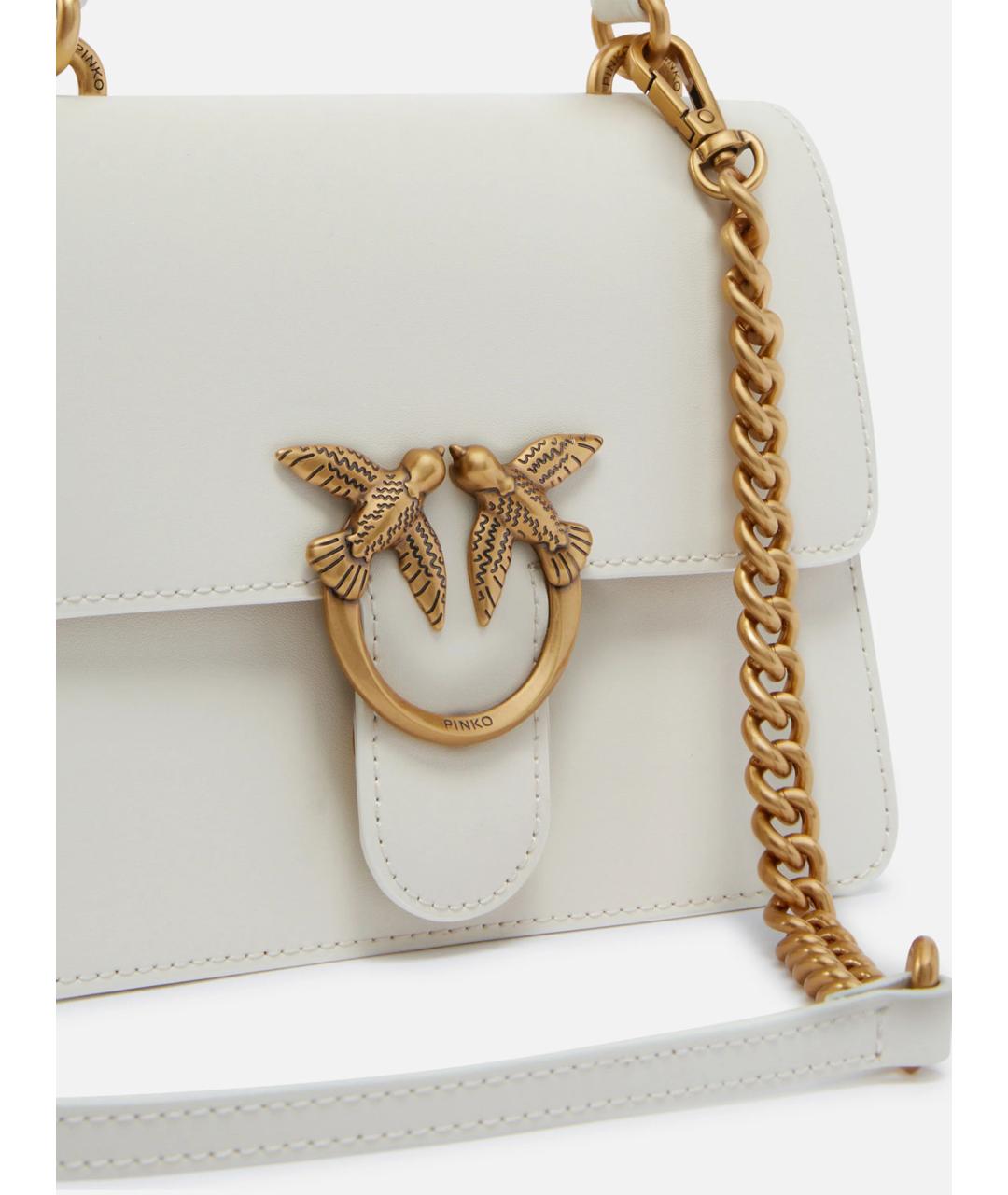 PINKO Белая кожаная сумка с короткими ручками, фото 4