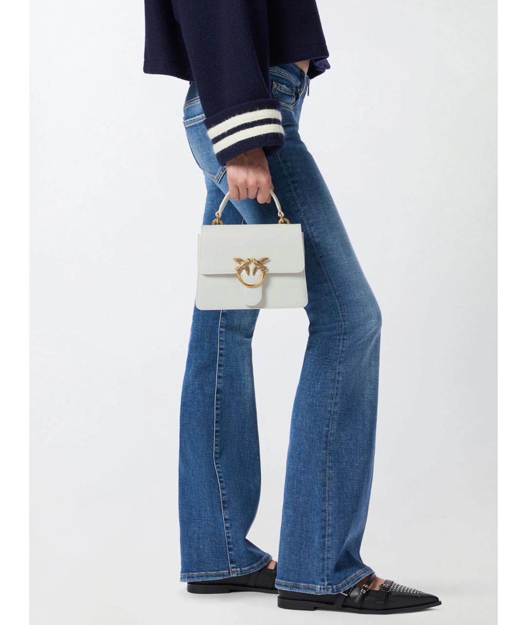 PINKO Белая кожаная сумка с короткими ручками, фото 3